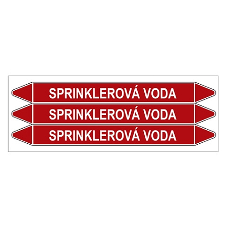 Značení potrubí, sprinklerová voda,3 ks, 355 × 37 mm